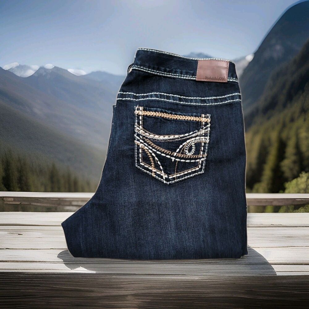 MAURICES BLUE DENIM JEANS STRETCH BOOT CUT RODEO/FAIR WOMENS SZ 18REG 38X32 EUC